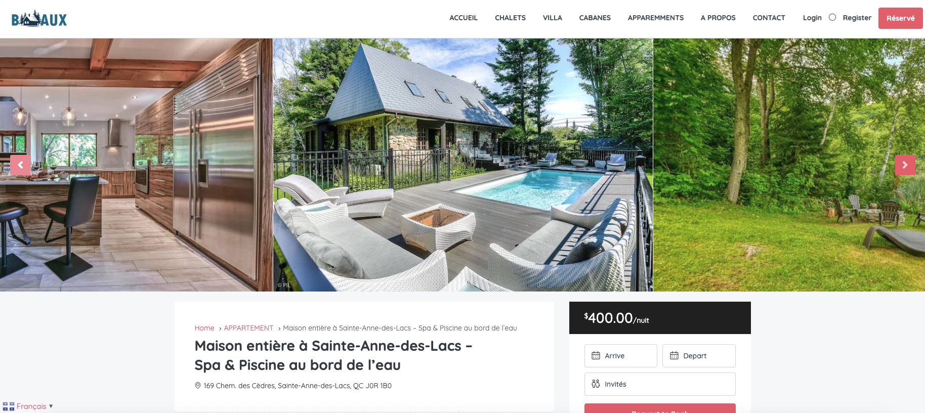 The luxurious house rented by Kim Poitras and her family. This dream residence, located in Sainte-Anne-des-Lacs, finally turned out to be fraud on the Beauchalets.ca site.